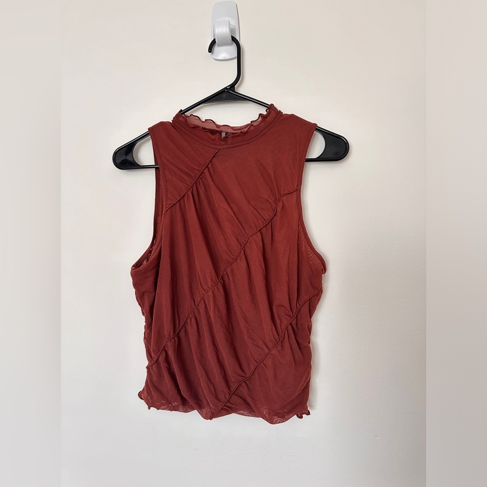Anthropologie Mesh Tank Top In Rust Brown - Size Medium NWT